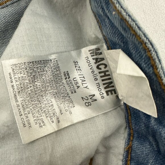 Machine Distressed Denim High-Waisted Shorts Medium Frayed Hem Casual Style - Picture 3 of 9